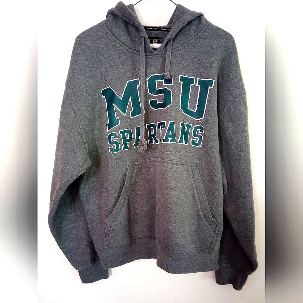 MSU SPARTANS HOODIE, GREY, SIZE MEDIUM , 80%COTTON, GEAR FOR SPORTS BIG COTTON